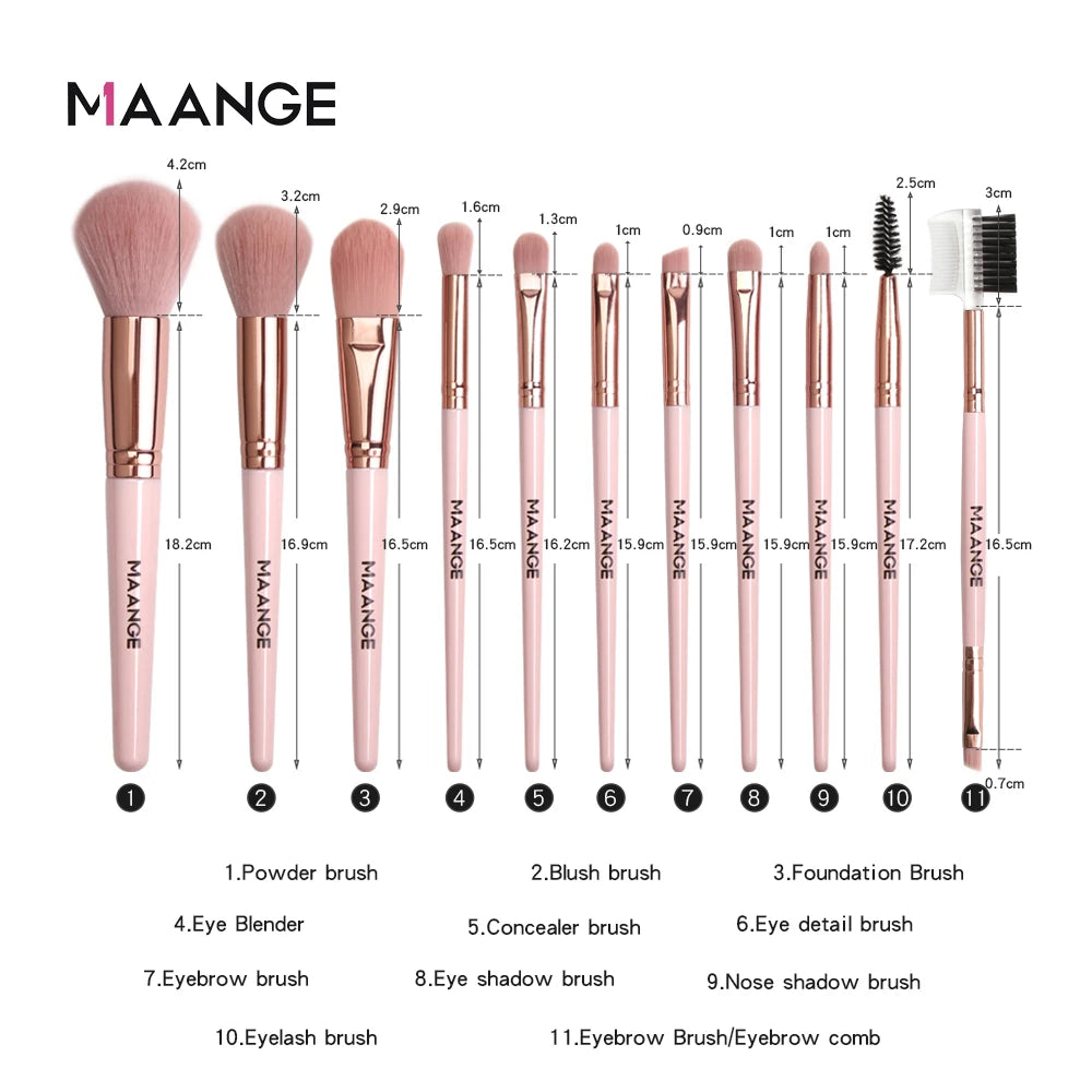 MAANGE Makeup Brushes Pro Pink Brush Set Powder EyeShadow Blending Eyeliner Eyelash Eyebrow Make up Beauty Cosmestic Brushes